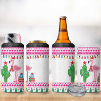 Pink Flamingo Christmas 4 in 1 Can Cooler Tumbler Xmas Holiday Patterns - Wonder Print Shop