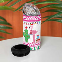 Pink Flamingo Christmas 4 in 1 Can Cooler Tumbler Xmas Holiday Patterns - Wonder Print Shop