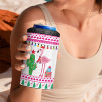 Pink Flamingo Christmas 4 in 1 Can Cooler Tumbler Xmas Holiday Patterns - Wonder Print Shop