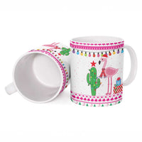 Pink Flamingo Christmas Ceramic Mug Xmas Holiday Patterns - Wonder Print Shop