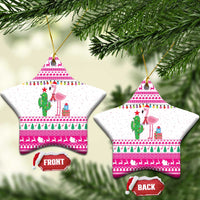 Pink Flamingo Christmas Ceramic Ornament Xmas Holiday Patterns - Wonder Print Shop