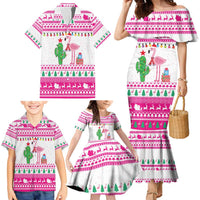 Pink Flamingo Christmas Family Matching Mermaid Dress and Hawaiian Shirt Xmas Holiday Patterns - Wonder Print Shop