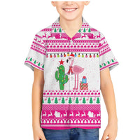 Pink Flamingo Christmas Family Matching Mermaid Dress and Hawaiian Shirt Xmas Holiday Patterns - Wonder Print Shop