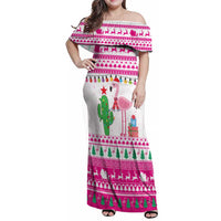 Pink Flamingo Christmas Family Matching Off Shoulder Maxi Dress and Hawaiian Shirt Xmas Holiday Patterns - Wonder Print Shop