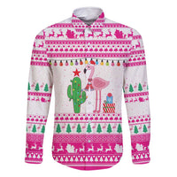 Pink Flamingo Christmas Family Matching Off Shoulder Short Dress and Hawaiian Shirt Xmas Holiday Patterns - Wonder Print Shop