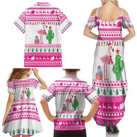 Pink Flamingo Christmas Family Matching Summer Maxi Dress and Hawaiian Shirt Xmas Holiday Patterns - Wonder Print Shop