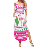 Pink Flamingo Christmas Family Matching Summer Maxi Dress and Hawaiian Shirt Xmas Holiday Patterns - Wonder Print Shop