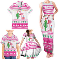 Pink Flamingo Christmas Family Matching Tank Maxi Dress and Hawaiian Shirt Xmas Holiday Patterns - Wonder Print Shop