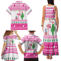 Pink Flamingo Christmas Family Matching Tank Maxi Dress and Hawaiian Shirt Xmas Holiday Patterns - Wonder Print Shop