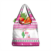 Pink Flamingo Christmas Grocery Bag Xmas Holiday Patterns - Wonder Print Shop