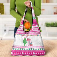 Pink Flamingo Christmas Grocery Bag Xmas Holiday Patterns - Wonder Print Shop