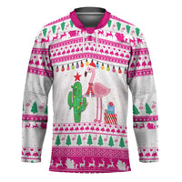 Pink Flamingo Christmas Hockey Jersey Xmas Holiday Patterns - Wonder Print Shop