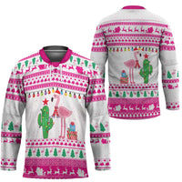 Pink Flamingo Christmas Hockey Jersey Xmas Holiday Patterns - Wonder Print Shop