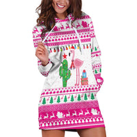Pink Flamingo Christmas Hoodie Dress Xmas Holiday Patterns - Wonder Print Shop