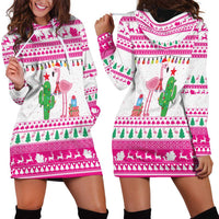 Pink Flamingo Christmas Hoodie Dress Xmas Holiday Patterns - Wonder Print Shop