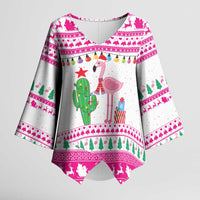 Pink Flamingo Christmas Kimono Sleeve Blouse Xmas Holiday Patterns - Wonder Print Shop