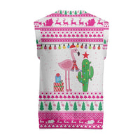 Pink Flamingo Christmas Knitted V-Neck Vest Xmas Holiday Patterns - Wonder Print Shop