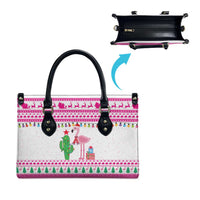 Pink Flamingo Christmas Leather Bag Xmas Holiday Patterns - Wonder Print Shop