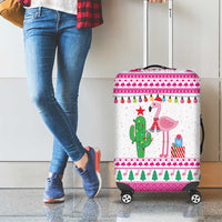 Pink Flamingo Christmas Luggage Cover Xmas Holiday Patterns - Wonder Print Shop