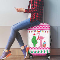 Pink Flamingo Christmas Luggage Cover Xmas Holiday Patterns - Wonder Print Shop
