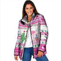 Pink Flamingo Christmas Padded Jacket Xmas Holiday Patterns - Wonder Print Shop