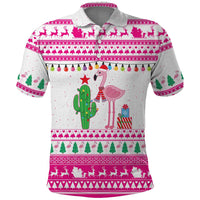 Pink Flamingo Christmas Polo Shirt Xmas Holiday Patterns - Wonder Print Shop