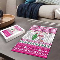 Pink Flamingo Christmas Puzzle Xmas Holiday Patterns - Wonder Print Shop