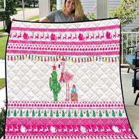 Pink Flamingo Christmas Quilt Xmas Holiday Patterns - Wonder Print Shop