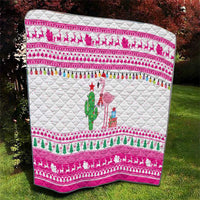 Pink Flamingo Christmas Quilt Xmas Holiday Patterns - Wonder Print Shop