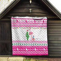 Pink Flamingo Christmas Quilt Xmas Holiday Patterns - Wonder Print Shop