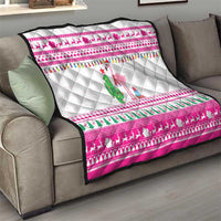 Pink Flamingo Christmas Quilt Xmas Holiday Patterns - Wonder Print Shop