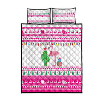 Pink Flamingo Christmas Quilt Bed Set Xmas Holiday Patterns - Wonder Print Shop