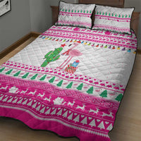 Pink Flamingo Christmas Quilt Bed Set Xmas Holiday Patterns - Wonder Print Shop