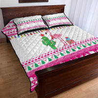 Pink Flamingo Christmas Quilt Bed Set Xmas Holiday Patterns - Wonder Print Shop