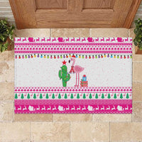 Pink Flamingo Christmas Rubber Doormat Xmas Holiday Patterns - Wonder Print Shop
