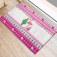 Pink Flamingo Christmas Rubber Doormat Xmas Holiday Patterns - Wonder Print Shop