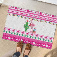Pink Flamingo Christmas Rubber Doormat Xmas Holiday Patterns - Wonder Print Shop