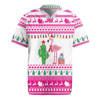 Pink Flamingo Christmas Rugby Jersey Xmas Holiday Patterns - Wonder Print Shop
