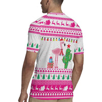 Pink Flamingo Christmas Rugby Jersey Xmas Holiday Patterns - Wonder Print Shop
