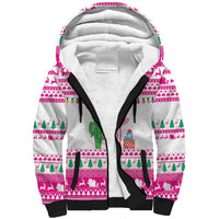 Pink Flamingo Christmas Sherpa Hoodie Xmas Holiday Patterns - Wonder Print Shop