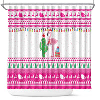 Pink Flamingo Christmas Shower Curtain Xmas Holiday Patterns - Wonder Print Shop