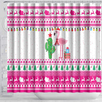 Pink Flamingo Christmas Shower Curtain Xmas Holiday Patterns - Wonder Print Shop