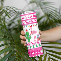 Pink Flamingo Christmas Skinny Tumbler Xmas Holiday Patterns - Wonder Print Shop