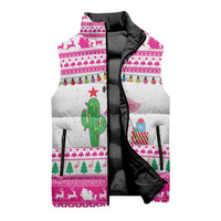 Pink Flamingo Christmas Sleeveless Puffer Jacket Xmas Holiday Patterns - Wonder Print Shop