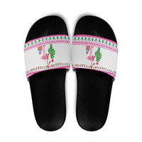 Pink Flamingo Christmas Slide Sandals Xmas Holiday Patterns - Wonder Print Shop