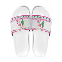 Pink Flamingo Christmas Slide Sandals Xmas Holiday Patterns - Wonder Print Shop