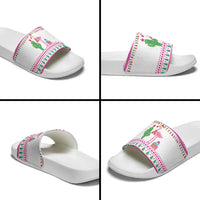 Pink Flamingo Christmas Slide Sandals Xmas Holiday Patterns - Wonder Print Shop