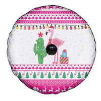 Pink Flamingo Christmas Spare Tire Cover Xmas Holiday Patterns - Wonder Print Shop