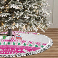 Pink Flamingo Christmas Tree Skirt Xmas Holiday Patterns - Wonder Print Shop