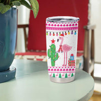 Pink Flamingo Christmas Tumbler Cup Xmas Holiday Patterns - Wonder Print Shop